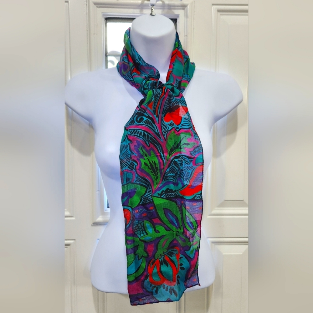 Vintage NWT Berkshire bright floral neck scarf